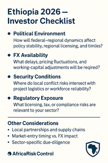 Ethiopia 2026 Political, FX, Security Pressures to Shape Investment Outlook